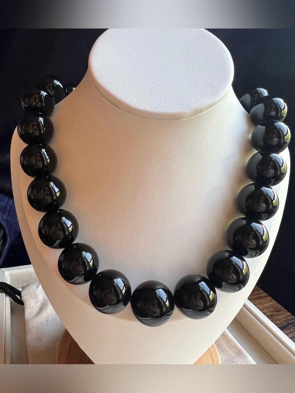 Mayamar Large Black Agate Beaded Necklace